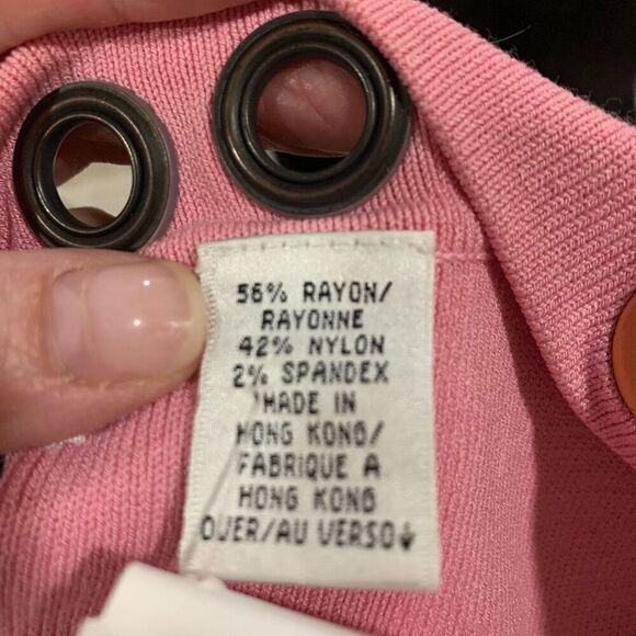 Dana Buchman Pink Blouse with Copper Grommets Stretchy 3/4 Sleeve Women Sz Med. - Picture 8 of 8
